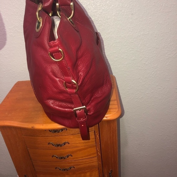 Fenn, Wright Manson -red Pebbled Leather Tote Bag with crossbody strap - Picture 4 of 13